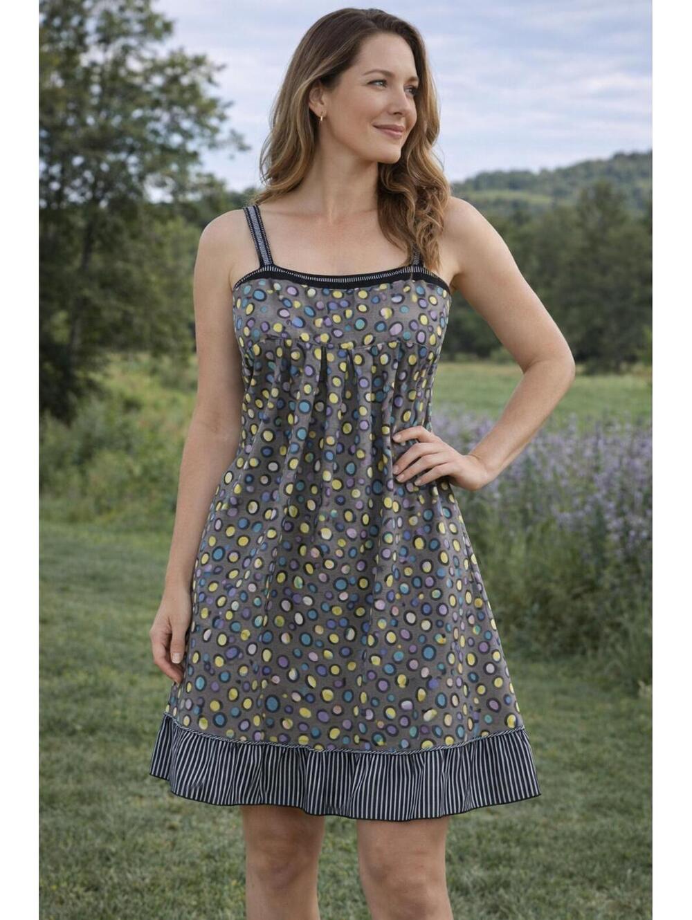 Y2K BCBGMAXAZRIA Retro Polka Dot Dress Multicolor Bubble Print Strappy Size 6